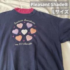Pleasant Shade ® 紺×ピンク ハート 刺繍 ハイネック L