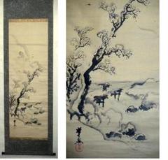 ♥掛軸 藤瀬 岸燕 雪景色 掛け軸 - メルカリ