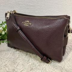 coach ショルダーバッグ レイラ シボ革 紫 二層 ゴールドロゴ