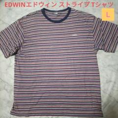 EDWINエドウィン ストライプ 半袖Tシャツ　Ｌ