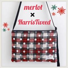 ↓【新品】メルロー ハリスツイード/水玉サコッシュ ショルダーバック ポシェット