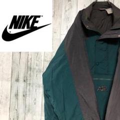 ナイキ銀タグ90s ハーフジップ中綿ナイロンジャケット アノラック AIR 深緑