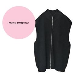 【ナノユニバース】美品♡ハイネックベスト♡カジュアル♡綿混♡ジップアップ【L】黒