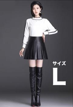 新品】ミニスカート 合皮 レザースカート Lサイズ ブラック