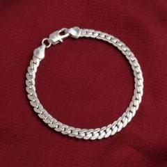 ブレスレット 銀白色 アクセサリー 18K 5mm幅 サイドチェーン