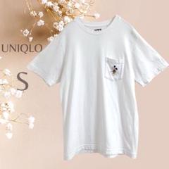 UNIQLO ディズニー　Tシャツ　白　ミッキー　綿100% UT ポケット