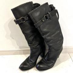 【MANNINA FIRENZE】イタリア製 ロングブーツ 黒 23.5㎝ MANNINA FIRENZE】イタリア製 ロングブーツ 黒 23.5㎝