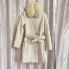 アルファキュービック♡毛♡アンゴラ♡ファー付きウエストリボン上品切替ロングコート