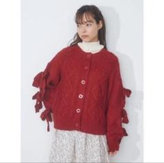 merryjenny スリーブリボンカーディガン チャコールグレー merryjenny スリーブリボンカーディガン チャコールグレー