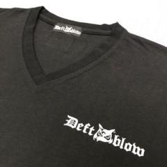 DEFTBLOW VネックTシャツ フクロウヘッドロゴ&フク ロウタグ 黒M