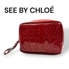 See by Chloe　ミラー付きポーチ　PVC　レッド　I570