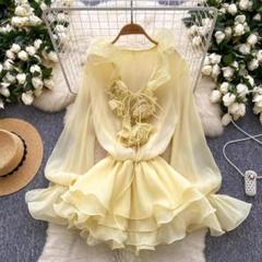 ワンピース　レディース　半袖　ドレス　レース　ロング　パーティー　花柄