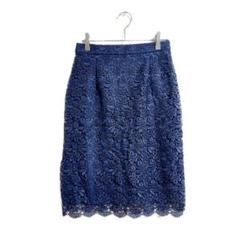 新品 ユニクロ レーススカート M ブルー ひざ丈 上品 おしゃれ 美品 春 夏
