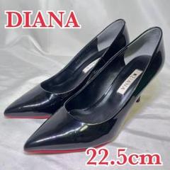 美品✨ダイアナ エナメル ポインテッドトゥ パンプス 黒 レッドソール 24.5 タラントン バイ ダイアナ TALANTON by DIANA 本革エナメル