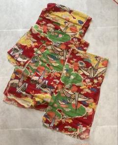 着物　解き　端切れ　正絹　刺繍　折り鶴