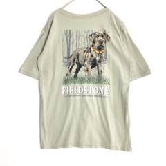 3124 アニマル　犬　　バックプリント　ビッグプリント　Tシャツ　カーキ