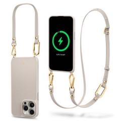 iPhone 15 Pro Max 用 ケース レザー ショルダー ストラップ