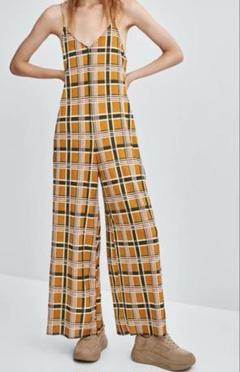 987) ZARA サロペット　チェック スリップスタイル　オールインワン