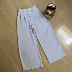ユニクロ　ハイウエスト　ワイドパンツ　ライトブルー　S