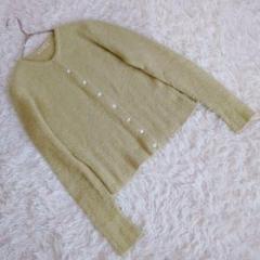 【プルミエールクラス】 ボタン留ニットカーディガン アンゴラ混 良品質