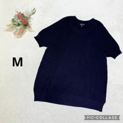 インディヴィ 【M】 サマーニット 半袖 クルーネック 透かし編み ノームコア