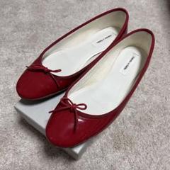 オデットエオデール　フラットパンプス　レッド バレエシューズ リボン　23.5