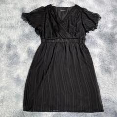 Artemarvel【11AR】ひざ丈ワンピース　ブラック　レース　ストライプ