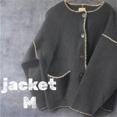 黒いボタン付きジャケット　レディース　長袖コート　古着