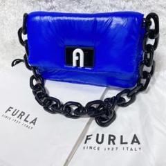 【美品】FURLA フルラ 1927 ソフトミニショルダーバッグ ブルー