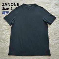 現行 美品✨️ザノーネ アイスコットン クルーネック カットソー tシャツ 紺色
