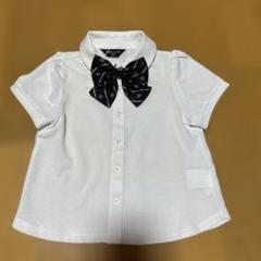 新品☆コムサイズム　黒リボン付き白半袖ブラウス100㎝①