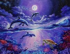 【美しい月夜の海】アクリル画 F6 風景画 絵画 動物画 海の絵 m78696530366_1.jpg?1723971803