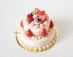 1/12 ミニチュア 2段ケーキ ドールハウス スイーツ お菓子 デコレーション