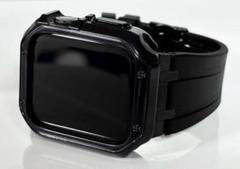 s黒厚0★アップルウォッチ　ラバーベルト ケース　Apple Watchバンド