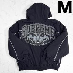 supreme フード付きスタジャン エンブレム付き 黒