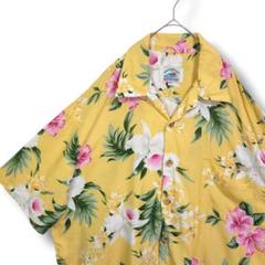 【ほぼ新品】パラダイスハンガー　XL　USA製　ハイビスカス　イエロー　レーヨン
