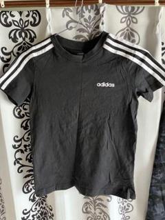 adidas ブラック Tシャツ 3本ライン　アディダス　kids