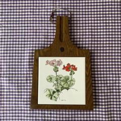 ラスト1点 ビンテージ 小磯良平 花の絵のタイル カッティングボード
