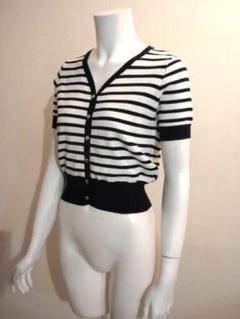 贅沢品 24SS◇ITALY製『JOLEEN』黒白ボーダー！可愛いスタイルニット トップス