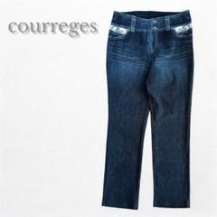 美品　クレージュ　courreges デニム　プリント　レギンス　スパッツ　L