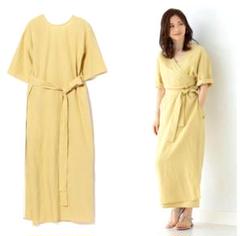未使用●Demi-Luxeデミルクスビームス●リネンカシュクールワンピース 黄色 未使用○Demi-Luxeデミルクスビームス○リネンカシュクール