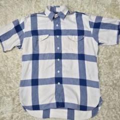 希少 良品 RRL 大きめシャツ 半袖 チェック 綿100% 白 青