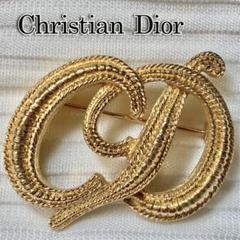 Christian Dior クリスチャンディオール CD ブローチ GP仕上げ
