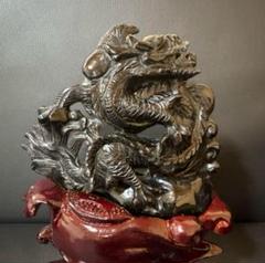 魔除け最強　モリオン（黒水晶）　龍彫　手彫り　4体セット