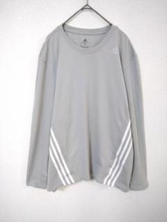 アディダス　adidas　長袖カットソー　レディースXL　薄いカーキ色　３ライン