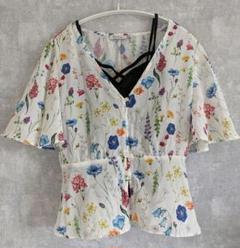 Bershka フラワープリント 半袖シャツ タンクトップ 【S】