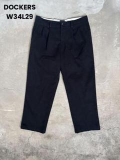 (古着)90s dockers ワイドチノ ブラック　パンツ cityboy 1点物◇リーバイス系ドッカーズDockers黒チノパン古着メンズ34