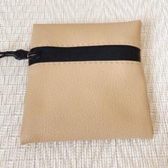 ［新品］セリア　はっ水　ミニポーチ　正方形　ベージュ