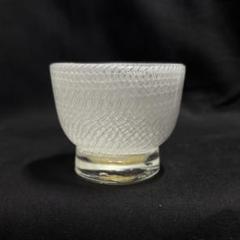 コアガラス　小暮紀一　冷酒杯　レース文様　白　ぐい呑　おちょこ コアガラス 小暮紀一 冷酒杯 レース文様 白 ぐい呑 おちょこ