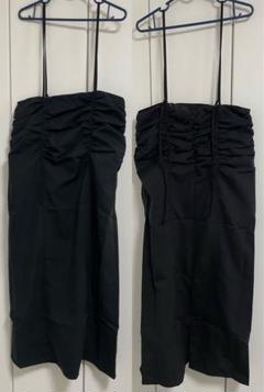 ドロストギャザーキャミワンピース　ブラック
